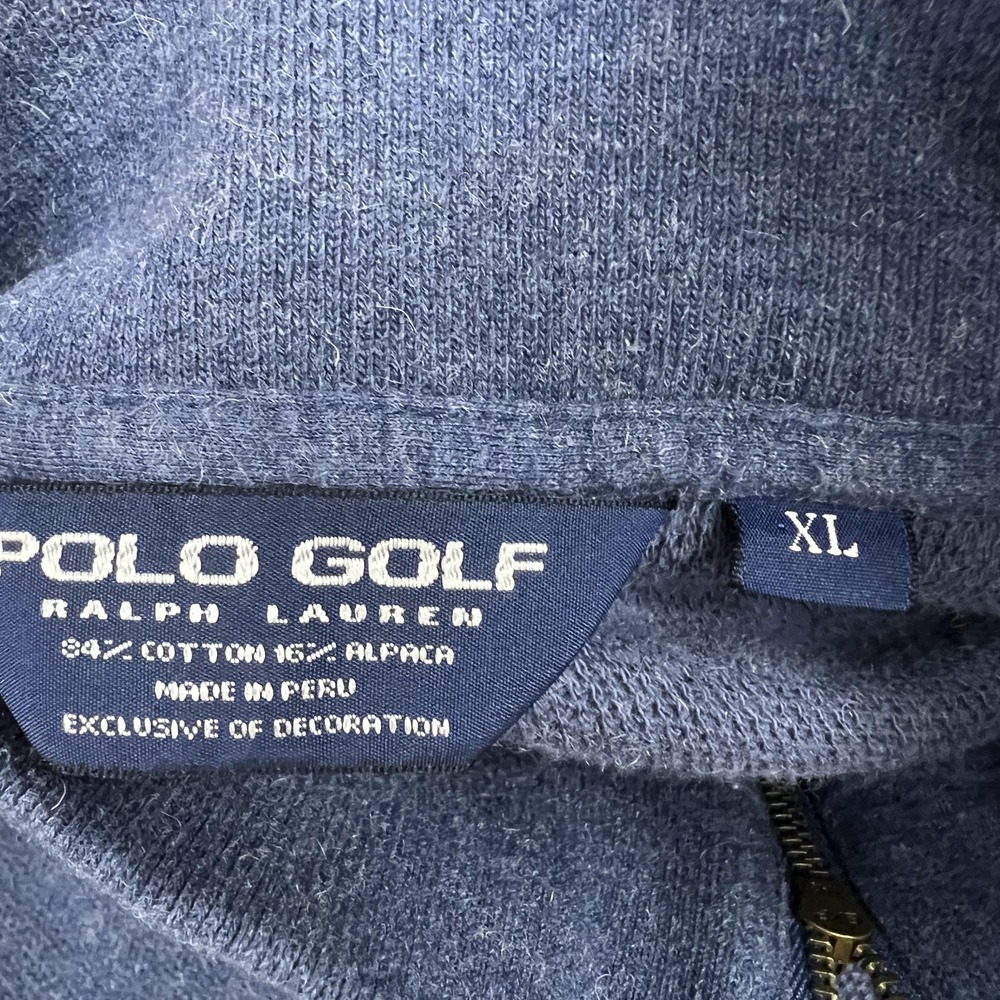 Polo Golf Ralph Lauren Sweater Mens XL Blue 1/4 Zip Mock Neck Alpaca Blend Peru - Picture 3 of 16